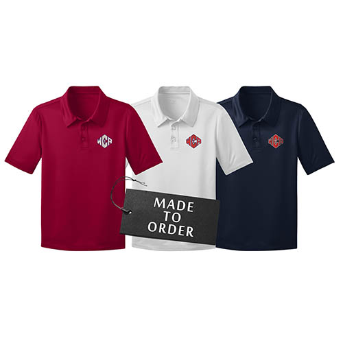 WCA Youth Shiny Silk Touch Performance Polos Navy Red And White Color