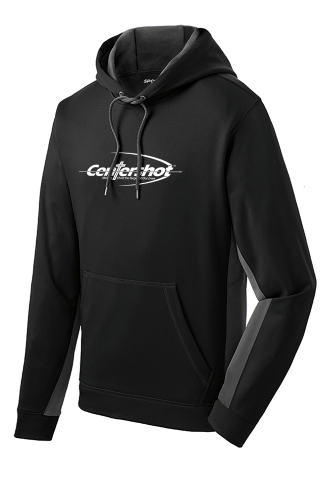 Sport Tek Sport Wick CamoHex Fleece Colorblock Hooded Pullover Black Drak Smoke Grey